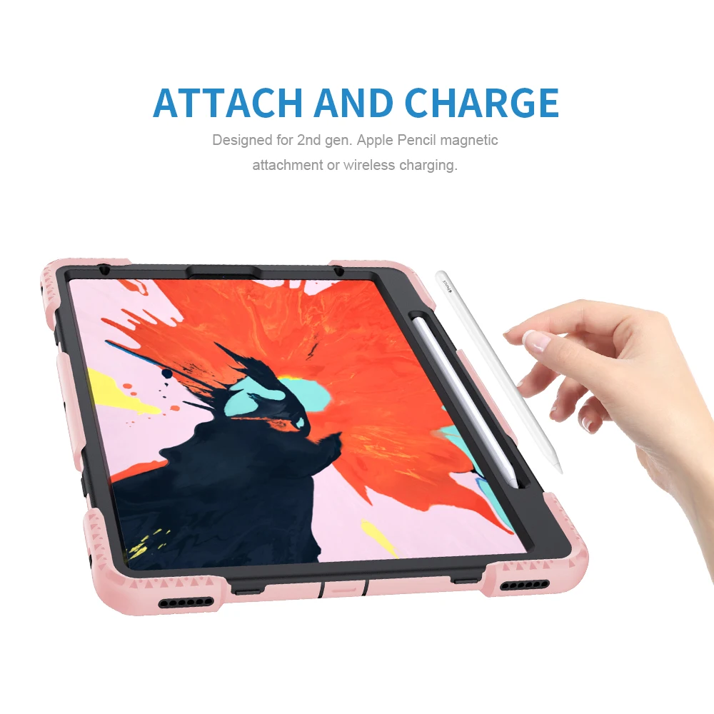 Силиконовый защитный чехол для iPad Pro 12,9 дюйма 3rd поколения A1876 A2014 A1895 A1893 чехол с карандашом держатель& ремешковые JGX07