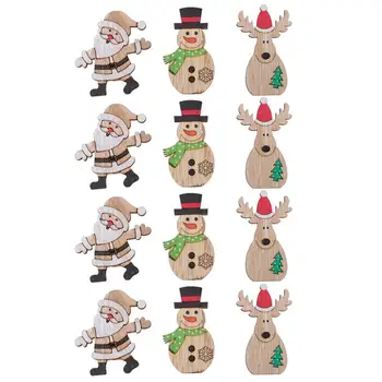 

12Pcs Christmas Santa Elk Snowman Pattern Clip Name Card Clip Chic Photo Clip
