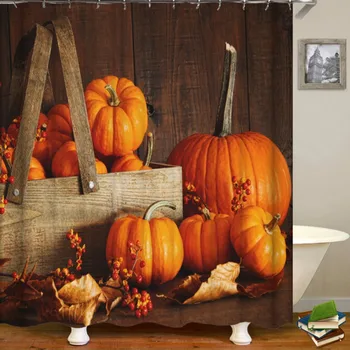 

1/4PCS Halloween Shower Curtain Kit Pumpkin Witch Polyester Fabric Bath Accessories Shower Curtains Area Rugs Home Decorations