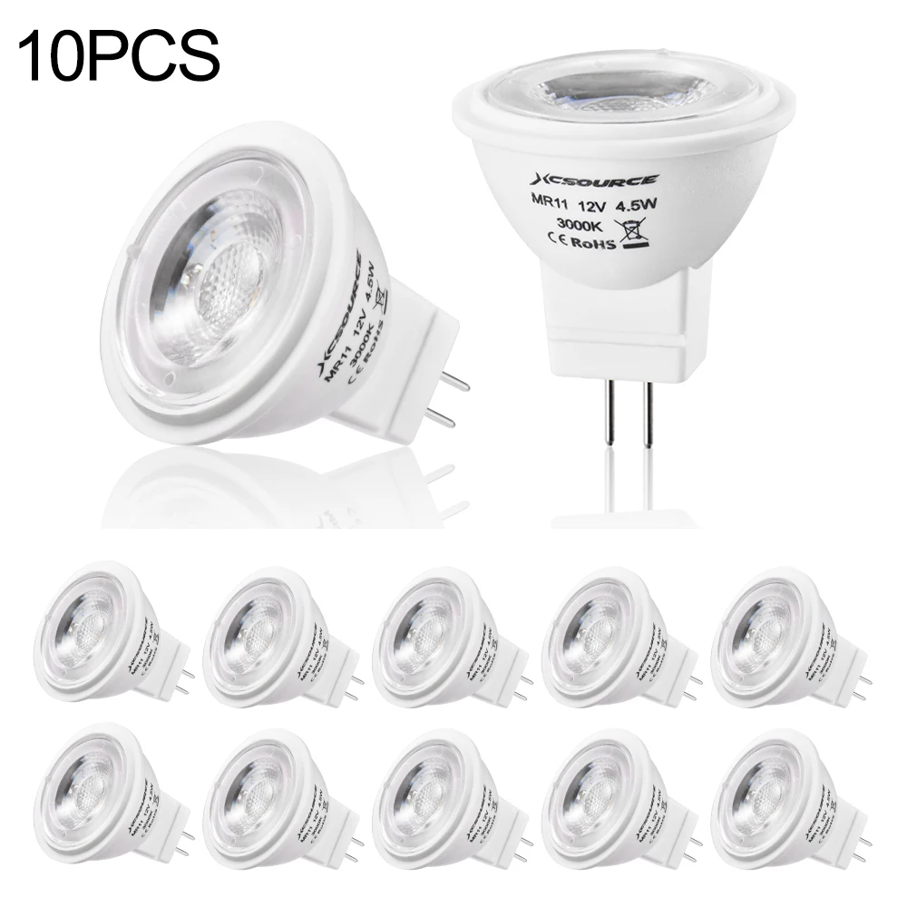 10pcs MR11 LED Bulb Spotlight AD/DC 12V 2835 SMD 4.5W Warm White For Ceiling Lights Replace Halogen Lamp Energy Saving