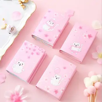 

200pcs/lot Cartoon Cute Cat In The Sakura Sticky Post It Sticky Notes Multi Folding Writing Pads Label Mark Kawaii School Supply