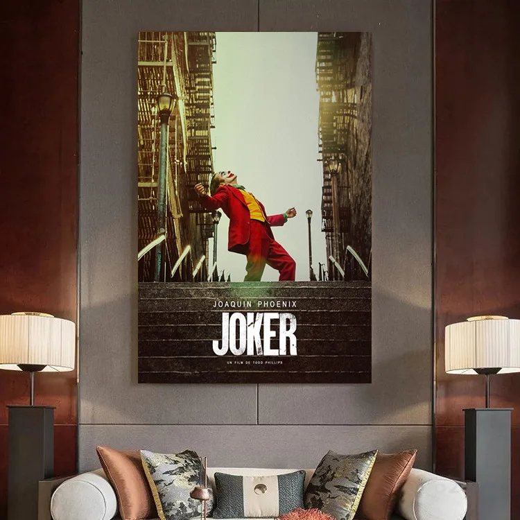 

2019 New Movie Joker Canvas Poster Joker Origin Movie Art Prints Comics Wall Decor Pictures Clown Joaquin Phoenix Film Posters