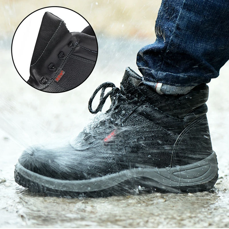 Мужская Рабочая защитная обувь ботинки со стальным носком противоскользящие водонепроницаемые повседневные строительные защитные сапоги