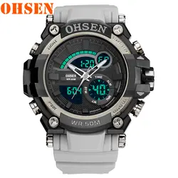 OHSEN S Shock Военные часы армейские мужские наручные часы светодиодный кварцевые часы Цифровые часы с двойным временем мужские часы Reloj Hombre