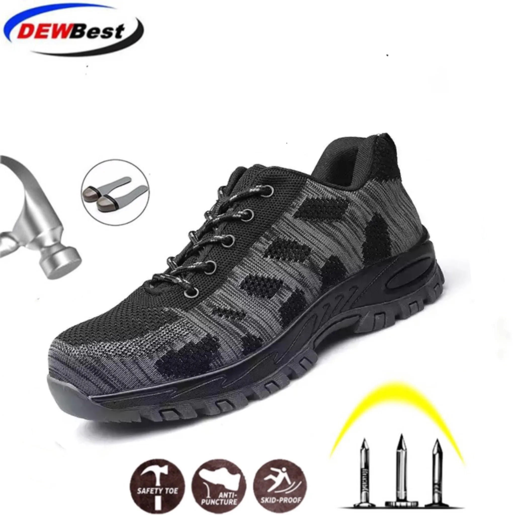 fashion ultra light breathable comfortable flying woven safety labor insurance shoes sneakers