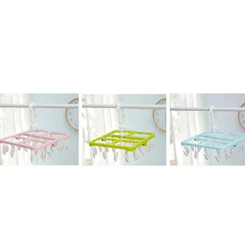 

New Space Saving Closet Organizer 360 Rotation Folding Clothes Hanger Towels Socks Bras Underwear Drying Rack With 24 Clips