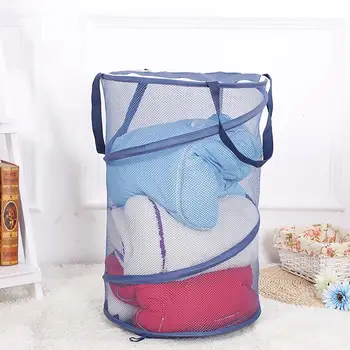 

Folding Mesh Laundry Basket with Zipper Cover Space Saving Large Internal Space Convenient