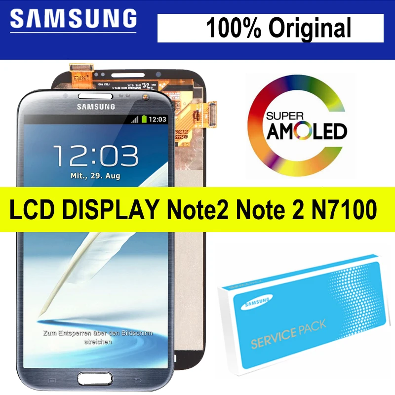 

Original 5.5'' Display for Samsung Galaxy Note 2 N7100 LCD Screen with Frame Touch Digitizer Assembly Repair Parts