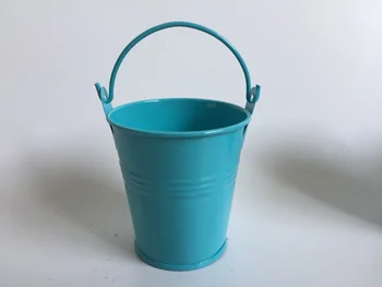 

100Pcs/Lot D7XH7CM 160ML metal Pails Blue Succulent Planters baby shower favor boxes mini buckets