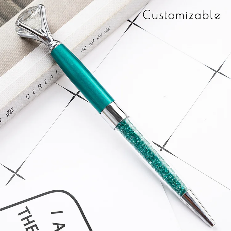 Custom Logo New Style Large Diamond Metal Ballpoint Pen with Crystal Wedding Luxury Pen for Gift Student Advertising Ball Pen