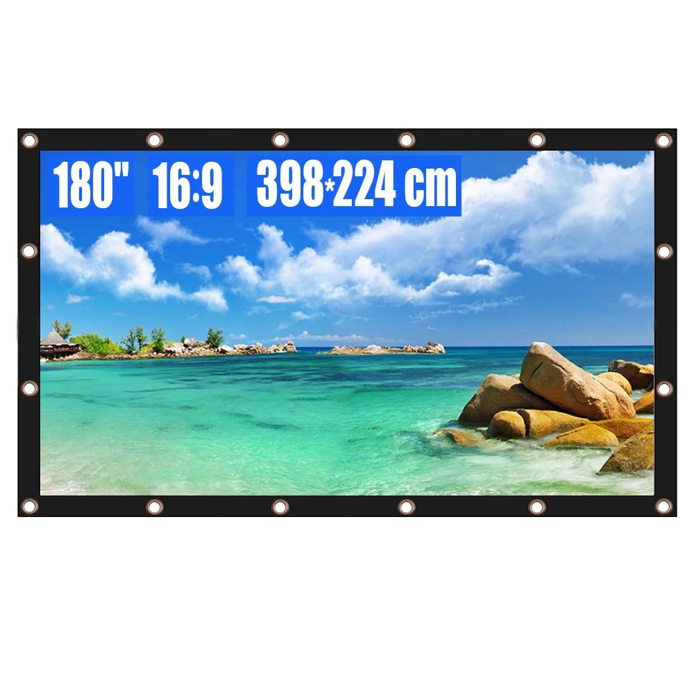 

Projector Screen 180 Inch 16:9 HD Foldable Anti-Crease Portable Projection Movies Screen for Home Theater Office Outdoor Indoor