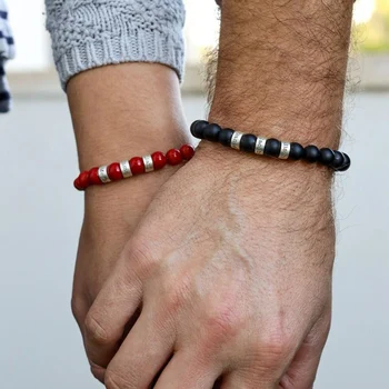 

lucktune Personalized custom Name Bracelet For Women Men Stone Beads Charm Couples Bracelets Handmade Jewelry Family Gift