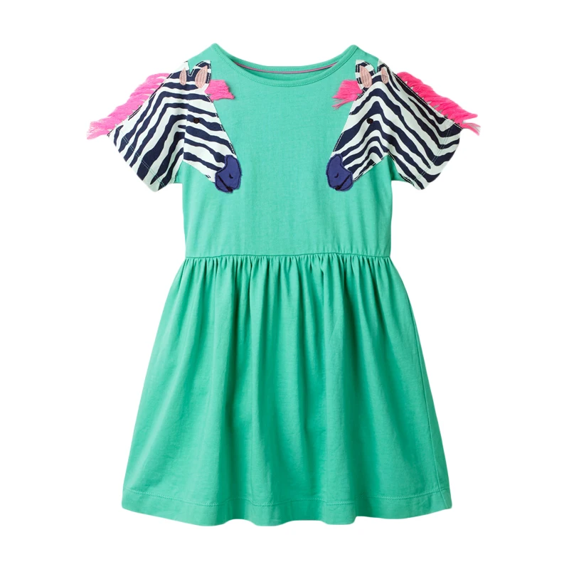 S0670 same picture Little maven Dress Лето Животное Аппликация Девушки одеваются для детской одежды Хлопок Детей Платье Принцессы Единорог Детское Платье - Цвет: S0670 same picture