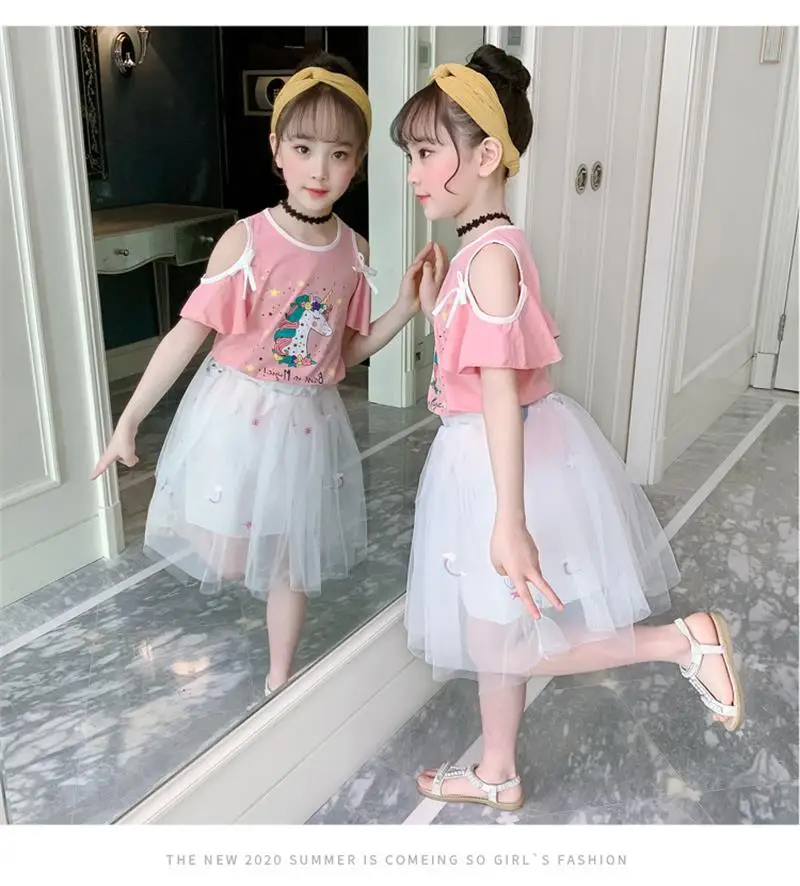 летняя детская одеждаединорог одежда для девочеккостюм девочкиспортивный