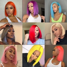 Cheap Silver Gray Bob Lace Front Wig 13*4 Pre Plucked Colored Blue Orange Red Green Virgin Brazilian Human Hair Wigs for Black Women Cheap Silver Gray Bob Lace Front Wig 13*4 Pre Plucked Colored Blue Orange Red Green Virgin Brazilian Human Hair Wigs for Black Women