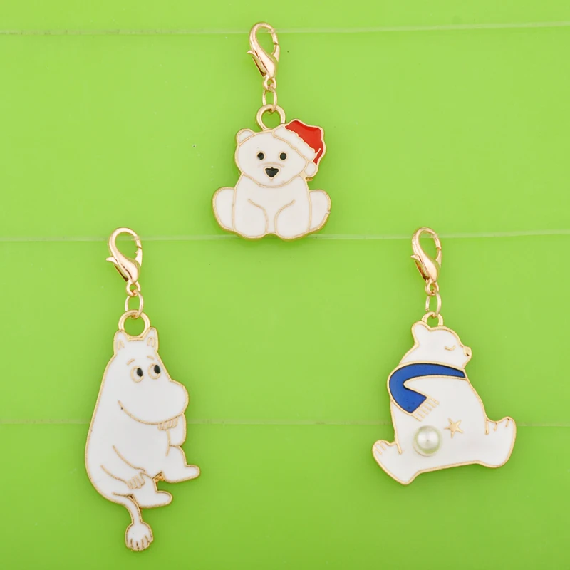 DIY металлические подвески эмаль цветной белый медведь бегемот Подвески с