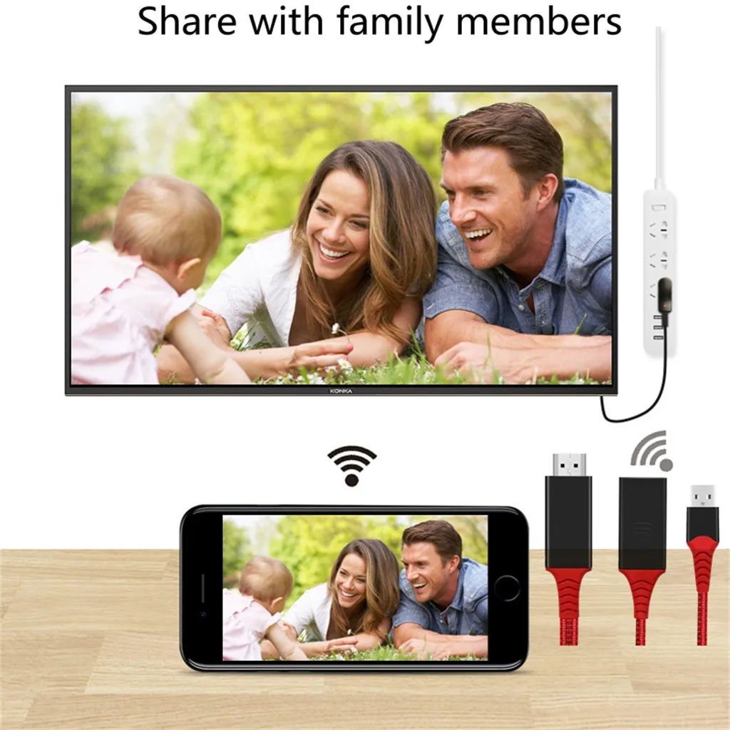 20 USB Женский 2в1 HDTV беспроводной HDMI дисплей ключ Wifi видеокабель, адаптер для Apple Android Кабель-адаптер