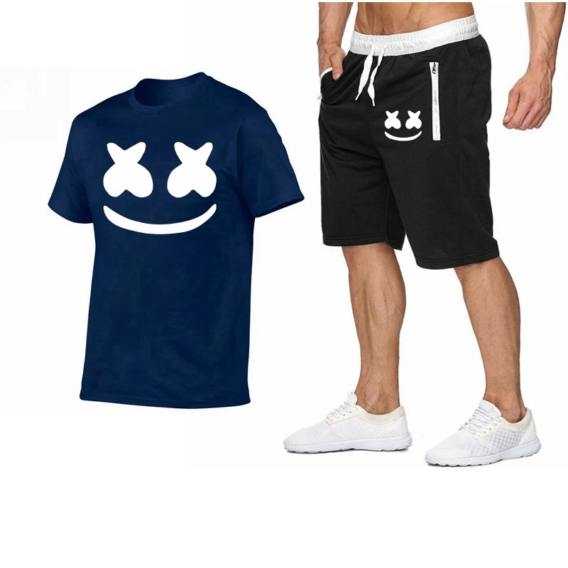 Новинка 2019 года; комплекты футболок Повседневная мужская футболка Лидер продаж; летние спортивные костюмы в стиле хип-хоп; брендовая