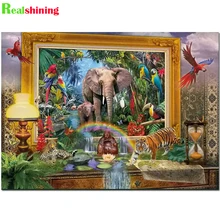 5d Diamond Painting Full Square round drill Animal Diamond Embroidery jungle coming Elephant Decorations For Home N1954