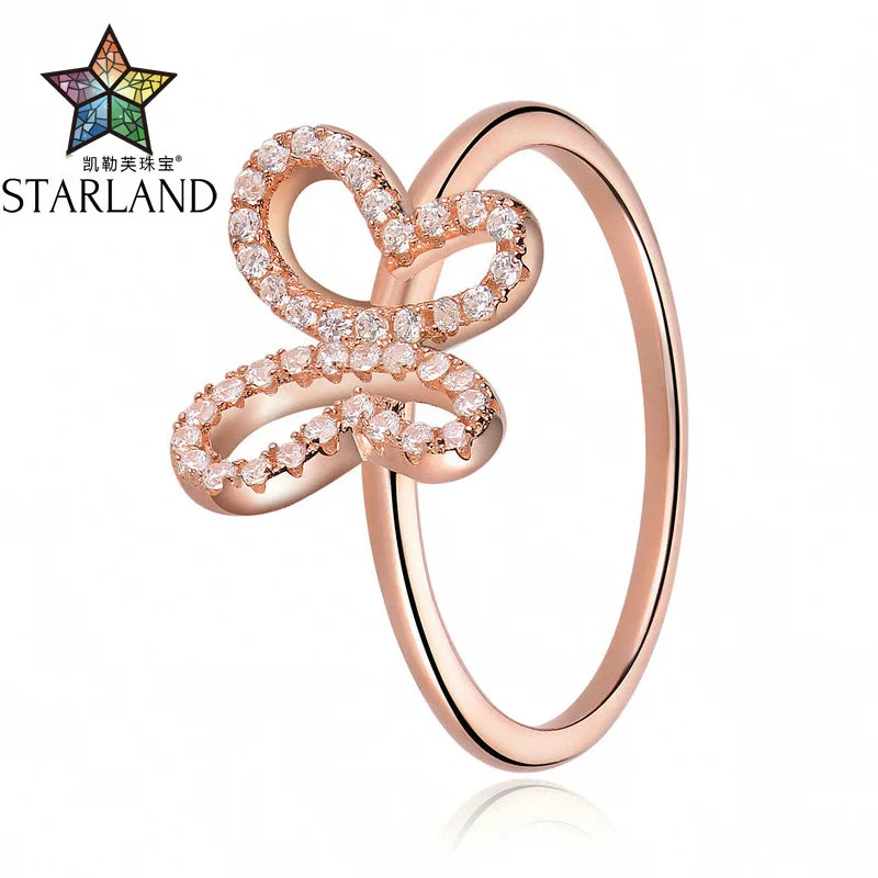 Starland OL Стиль 925 пробы серебряные полые кольца с бабочкой для женщин розовое золото милые животные женские свадебные кольца