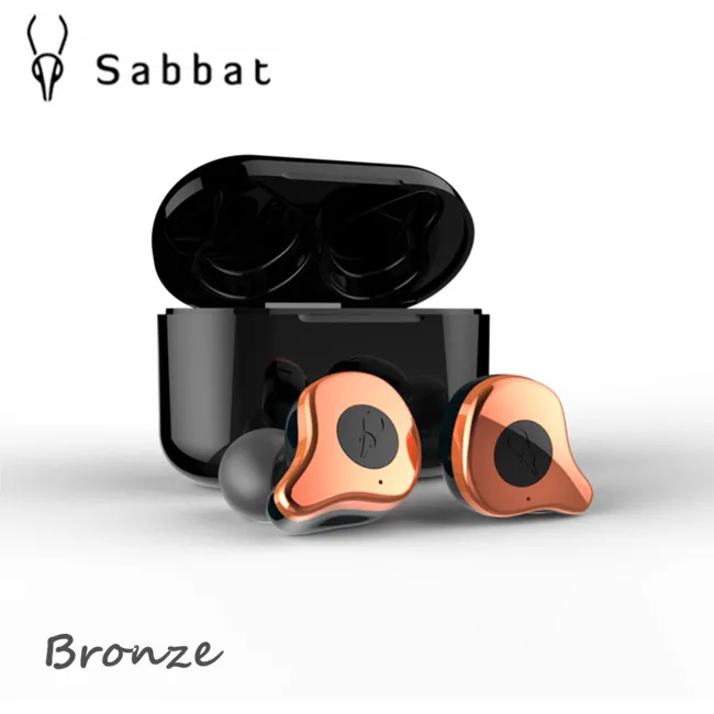 Sabbat E12 настоящие Беспроводные Bluetooth 5,0 наушники HIFI монитор шум в ухо Спортивная гарнитура Беспроводная зарядка O5 X1 E - Цвет: Bronze