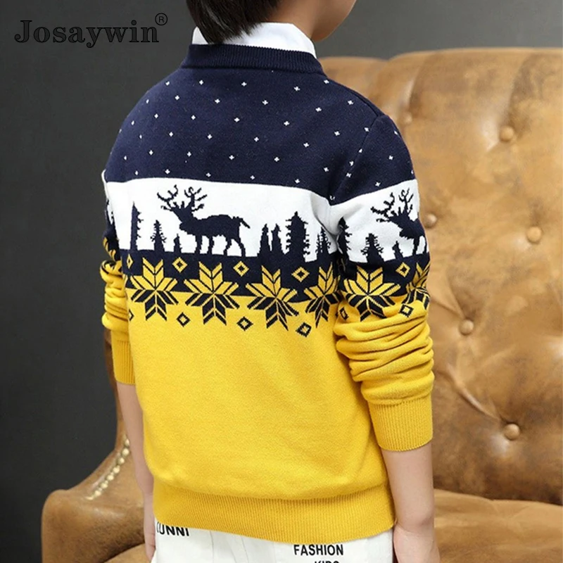 Autumn Winter Christmas Sweater Baby Boys and Girl Children O-Neck Print Knitted Sweater Kid Pullover Cartoon Teenager Sweater