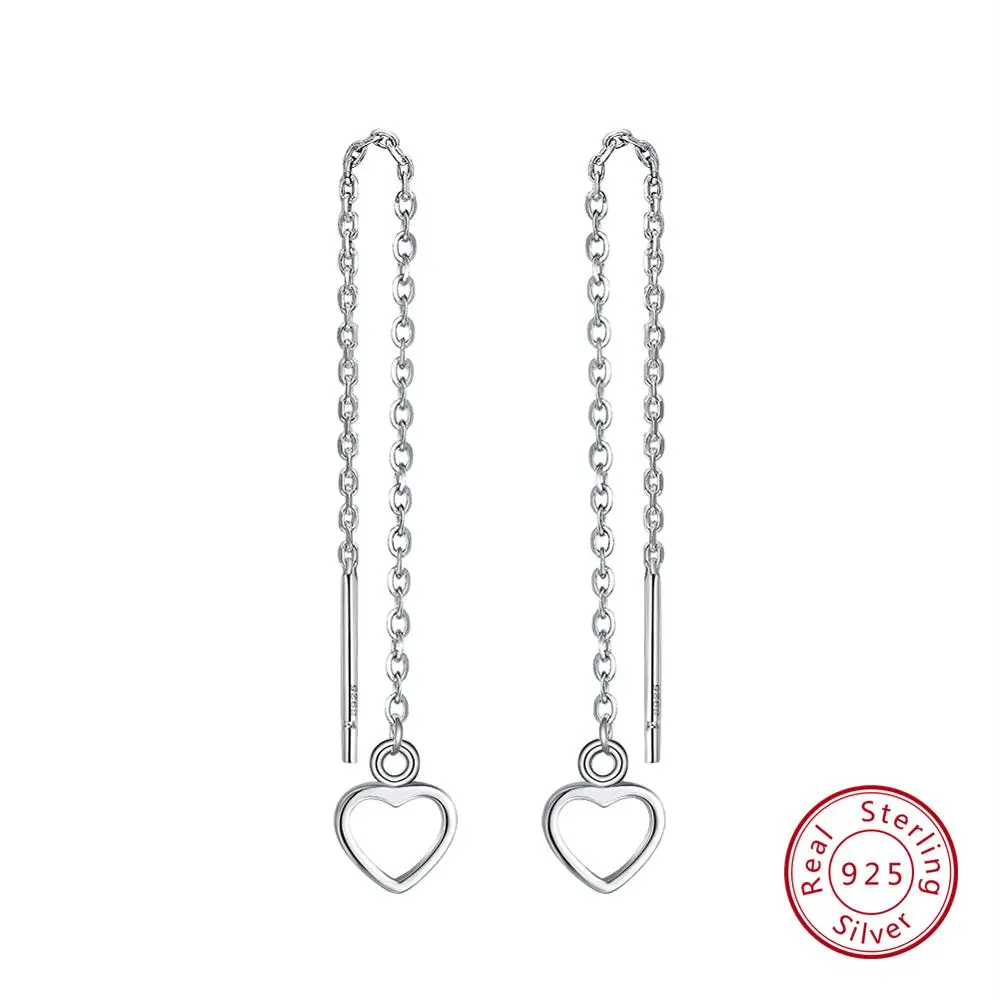 ORSA JEWELS, натуральная 925 пробы, серебряные женские серьги, цепочка, романтическая форма сердца, корейские вечерние ювелирные изделия для девушек SE130 - Цвет камня: SE77