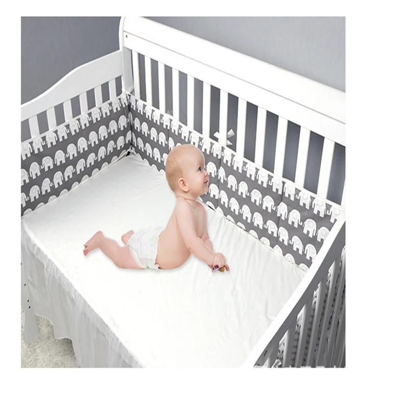 

1pc/4pcs baby bed crib bumper around cushion cotton nursery cot protector U-shaped detachable cot bumper for kids decor