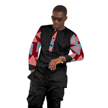 Африканская одежда мужская рубашка с принтом и брюки 2 шт. Лоскутные Анкара брюки наборы Индивидуальные свадебные одежды мужские наряды