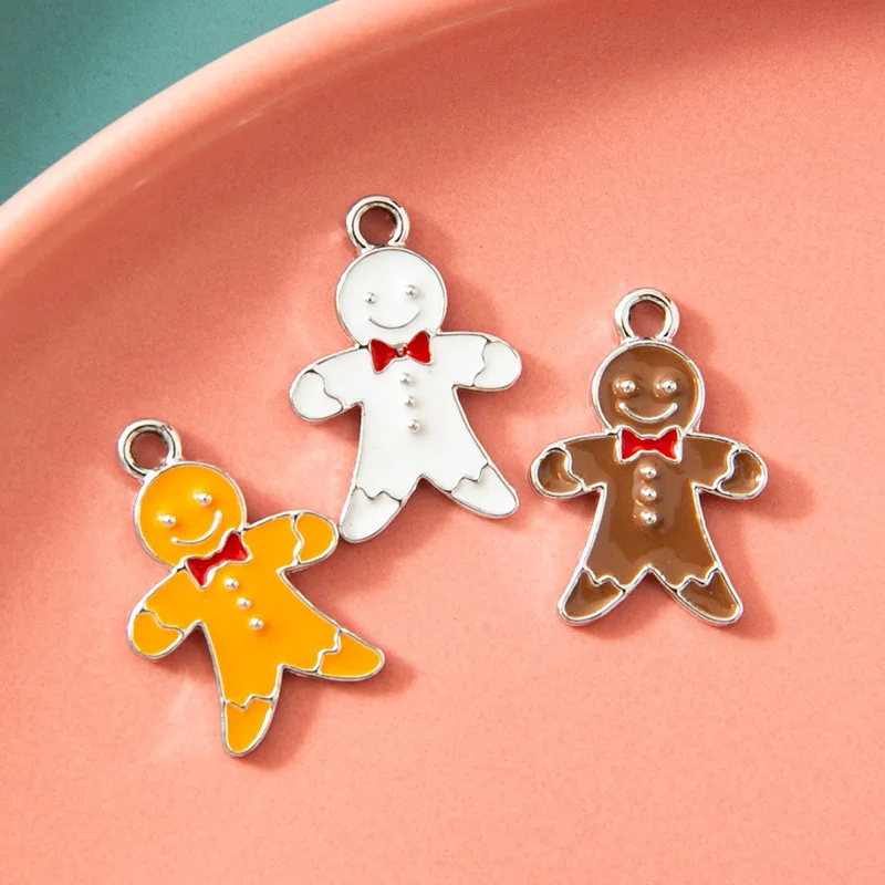 

10Pcs Gold Color Enamel Cookie Man Charm Pendant for Jewelry Making Earrings Bracelet Necklace DIY Accessories