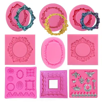 

9Pcs Silicone Mold Baroque Frame Fondant Mold for Chocolate Polymer Clay Fondant Cake Decoration