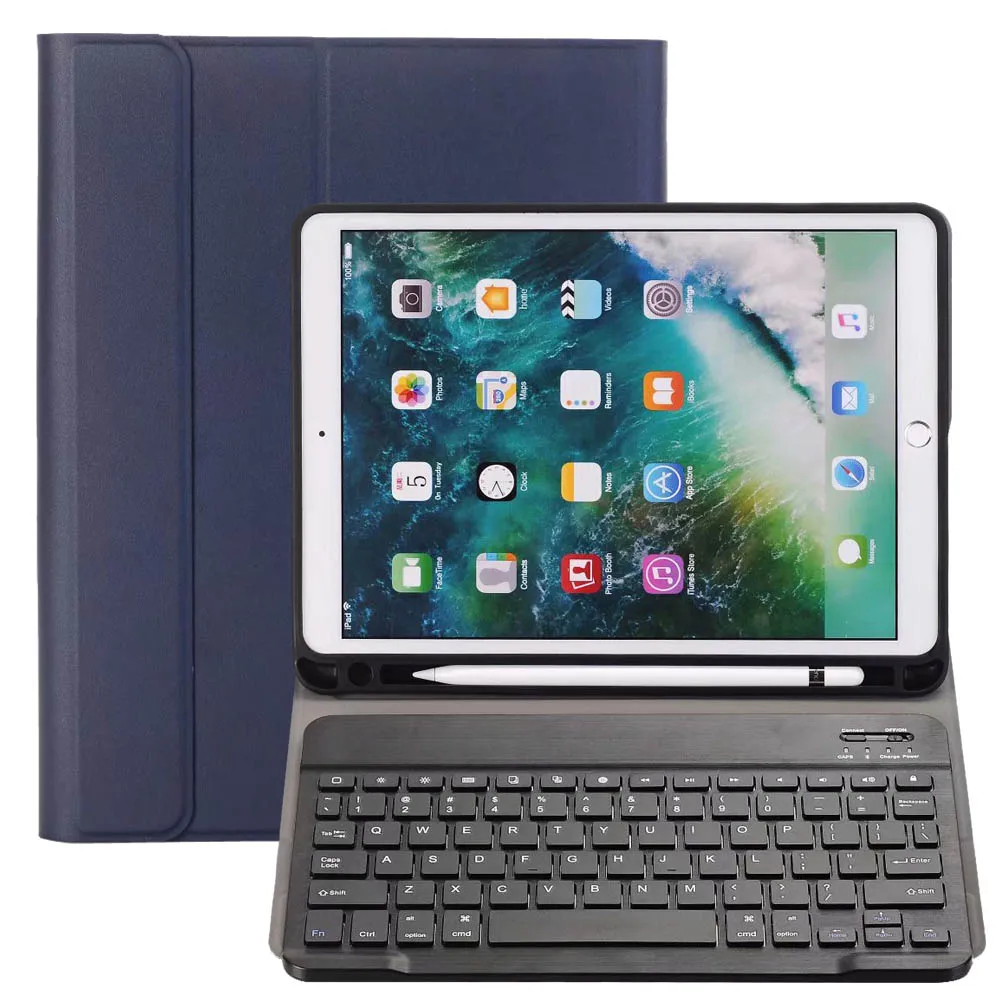 Blue 2 3,0 чехол с Bluetooth клавиатурой для iPad 10,2 чехол для Apple iPad 7го поколения A2200 A2198 A2197 русская испанская английская клавиатура - Цвет: Blue 2