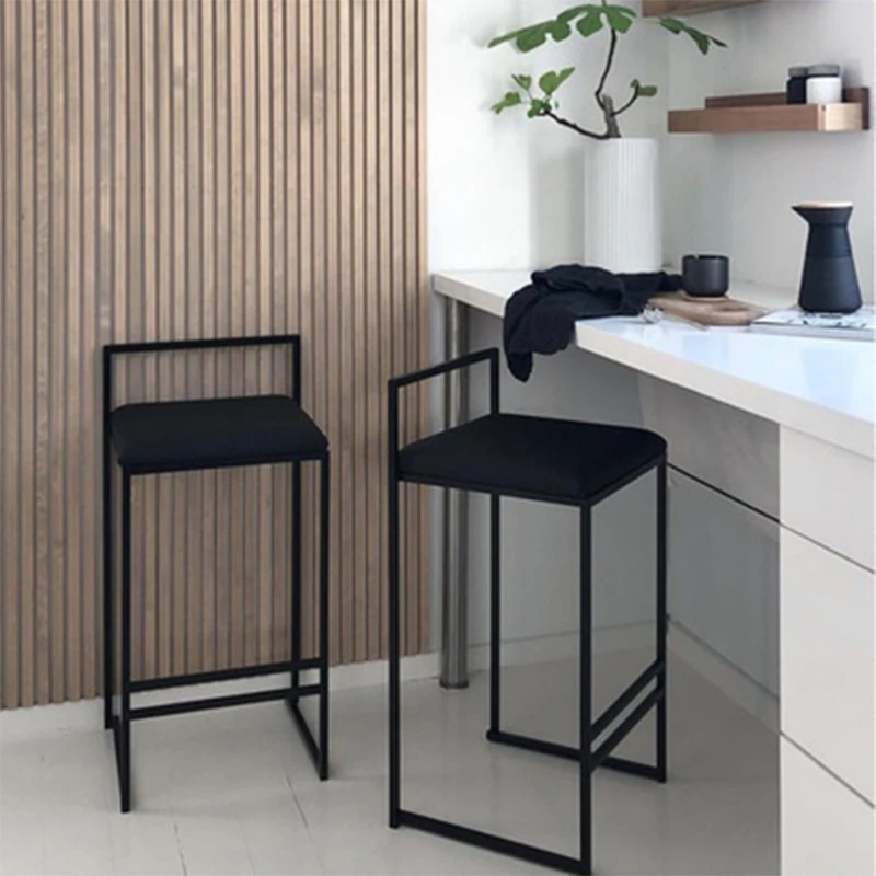 Modern Minimalist European Style Bar Chair Designer Home Bar Chair Industrial Style High Stool Nordic Backrest Furniture