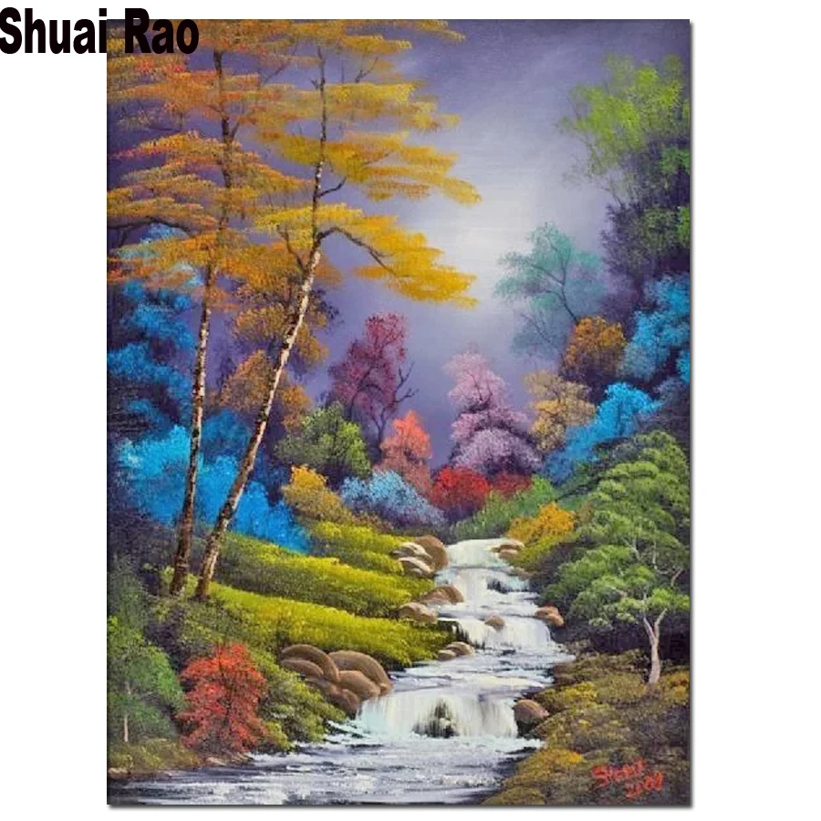 

diy Diamond Painting Tree waterfall full square /round embroidery Inlay river diamond embroidery full display daimond painting