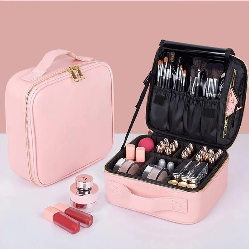 Waterproof PU Makeup Bag Beauty Brush Organizer Storage Box Large Capacity Travel Professiona Cosmetic Case Boxes | - Цена: US $12.61 - 45.90