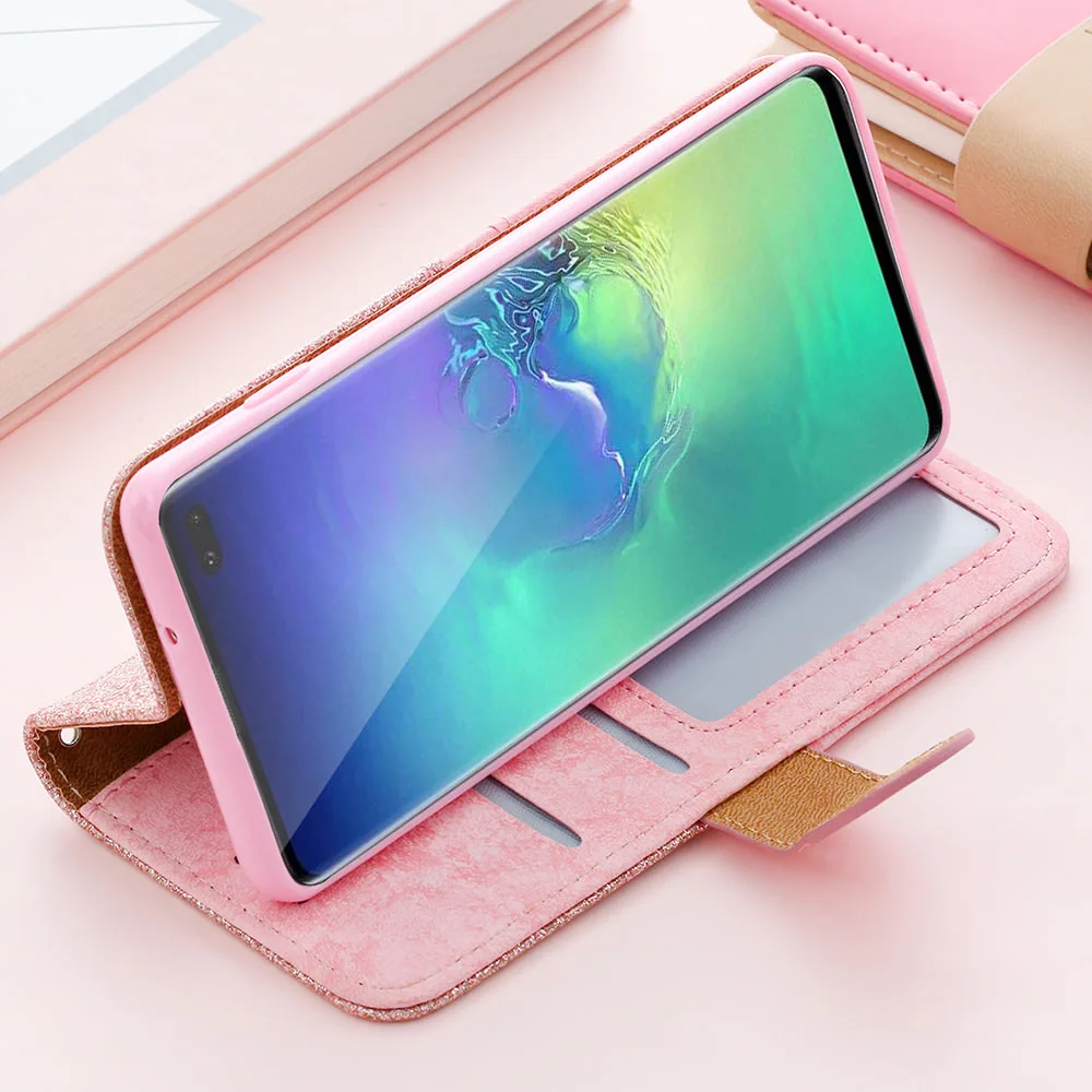 LCHULLE роскошный флип-кошелек из искусственной кожи чехол для samsung S8 S9 S10 Plus S10E S7 Edge блестящий чехол для телефона для Galaxy Note 10 Plus