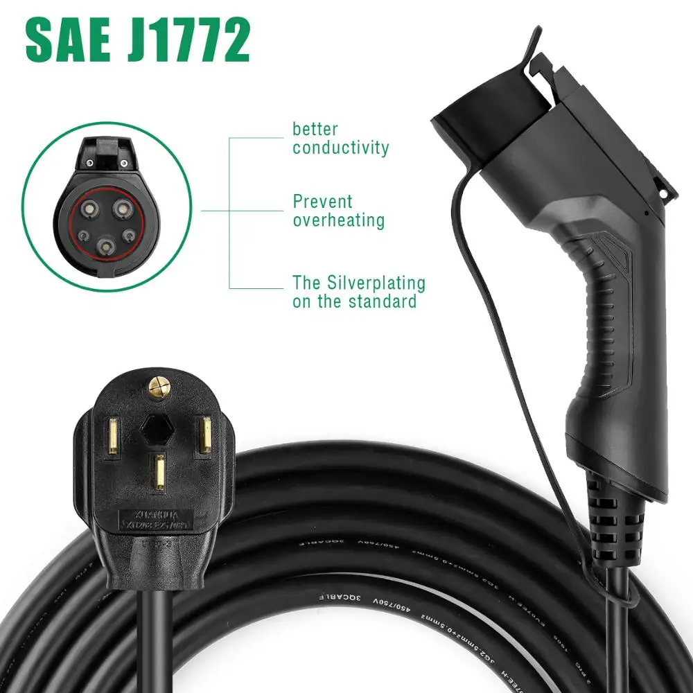 Тип 1 портативный EV кабель для зарядки SAE J1772 32 Amp Уровень 2 EVSE электромобиль