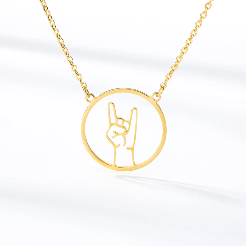 Серебряное ожерелье для женщин Bijoux Femme из нержавеющей стали Peace Crossing Sign language ожерелье s Jewelry Collares De Moda