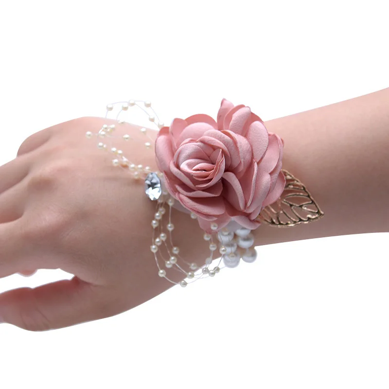 

Bridesmaid Sisters Wrist Flower Rose Rhinestone Hand Flower Classic Pearl Bracelet Dropshipping FAS