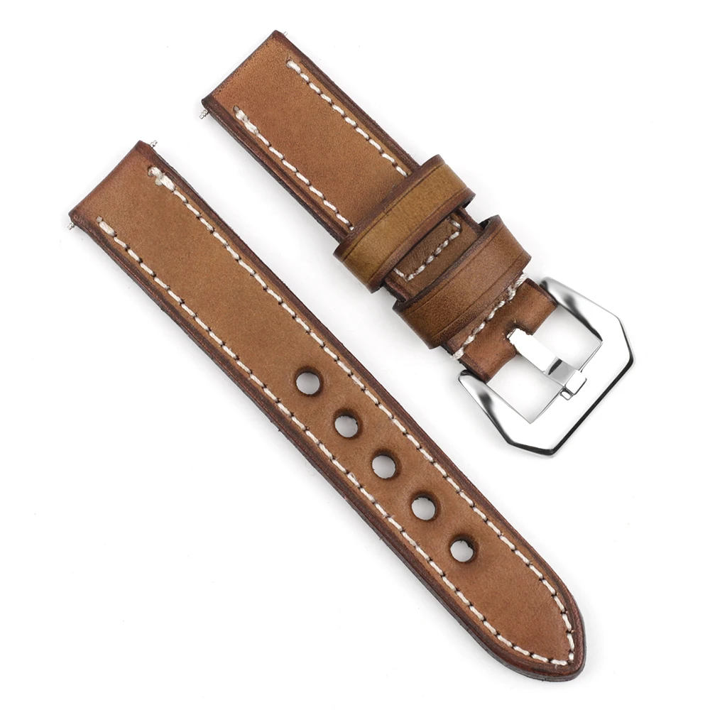 Othelevel Italy Genuine Leather Watch Strap Yellow 20mm 22mm 24mm 4 Colors Watchband Brush Buckle Watch Band #E