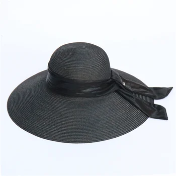 

Elegant Ladies Black Wedding Hat Floppy Sun Protection Hats For Women Large White Beach Hats Wholesale