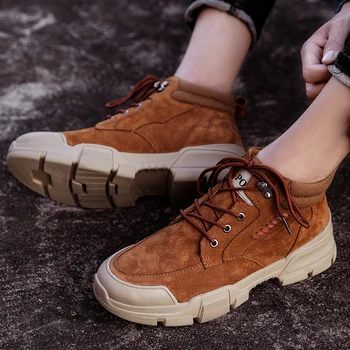 

Ifrich Brand Men Boots Men Brown Men Working Safety Boot Natural Leather Military Combat Boots Man Anti-Slip Rubber Outdoor Boot