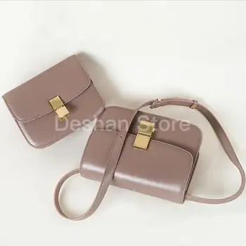 

Brand Luxury 2019 New Fashion Simple Square bag Quality PU Leather Women's Designer Handbag Lock Shoulder Messenger