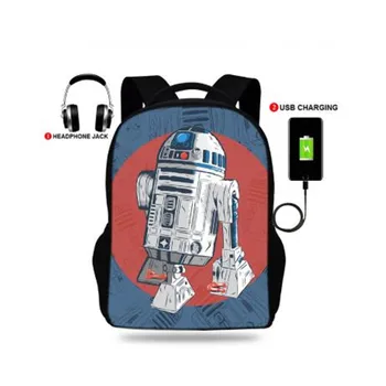 

Star Wars Robot R2-D2 with BB-8 Print Backpacks Boys/Girls School Bags Laptop Teenage Notebook USB Charge Mochila