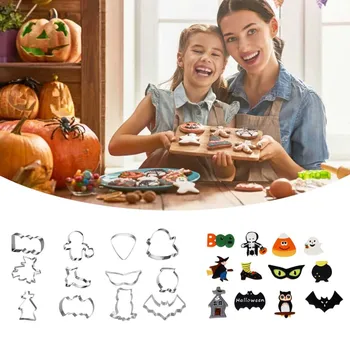 

12Pcs/Set Halloween Cookie Cutter Set Mini Cookie Cutters For Kids Chocolate Biscuit Mold Decorative Tool