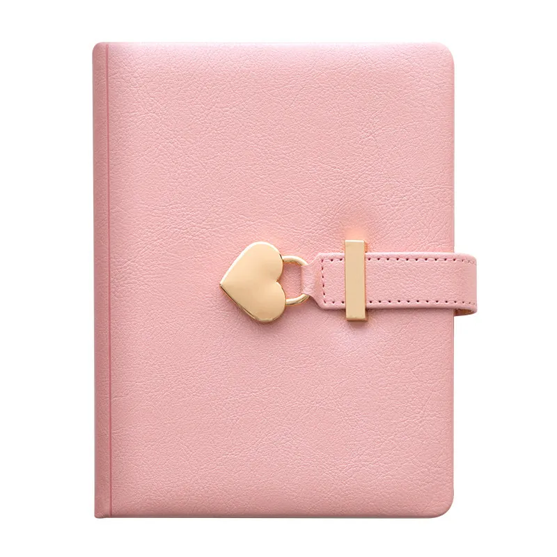 

B6 heart love lock style pu leather cover diary notebook cute kawaii girls note book agenda gifts memo pad