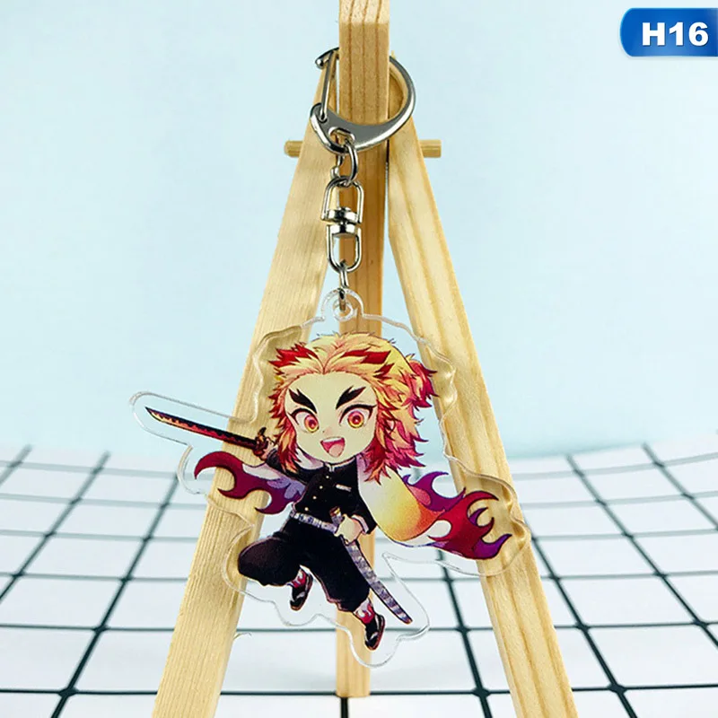 KEY4779H16 Аниме демон убийца Kimetsu no Yaiba акриловый брелок для ключей гоночные ремни - Цвет: KEY4779H16