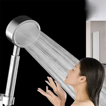 

Hand Held Shower Head Round Removable Single 304 Stainless Steel Pressurized Washable Shower Household Bathroom Products