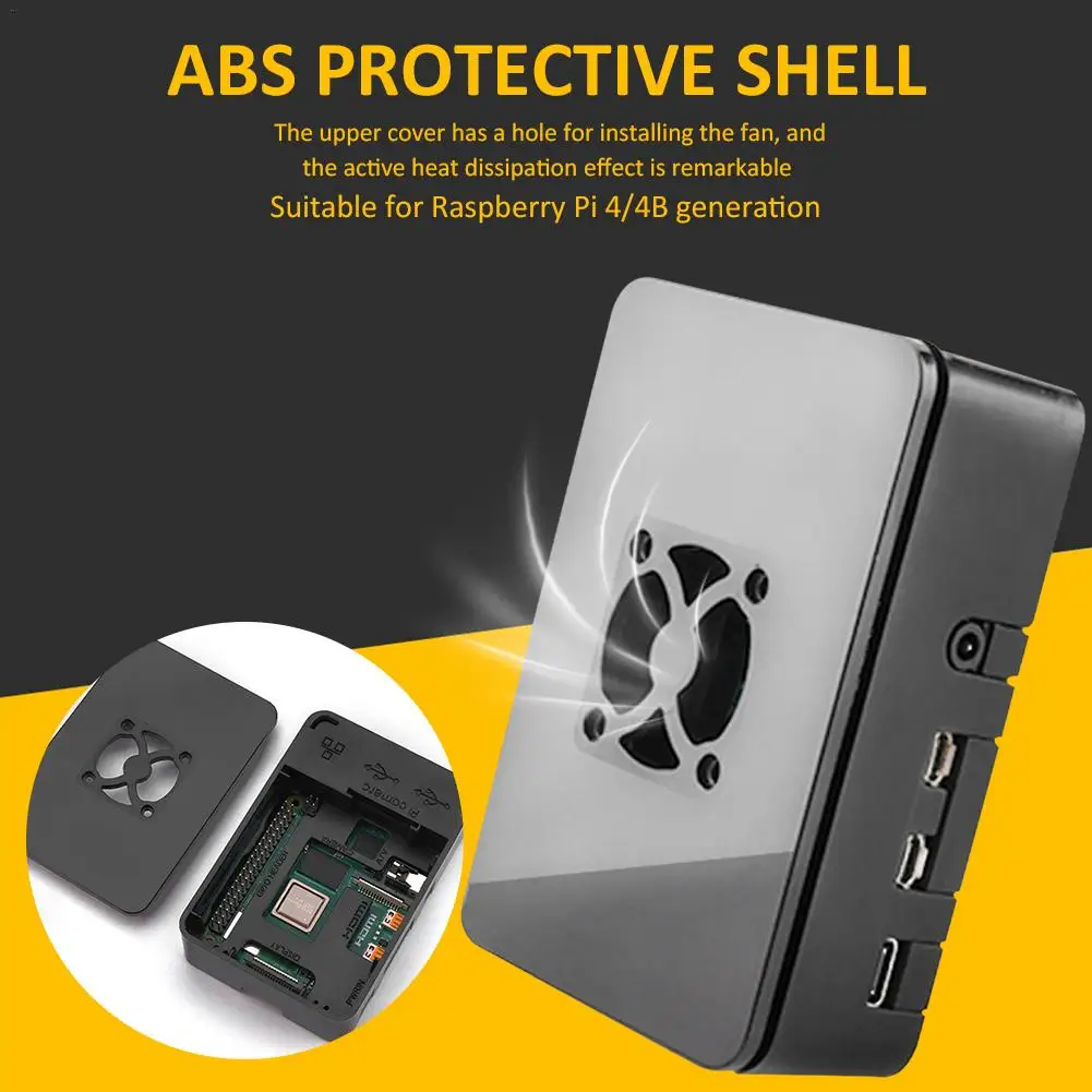 Black ABS Cooling Case Heatsink Hard Shell With Good Heat Dissipation Fan For Raspberry PI 4 Model B 1 GB 2 GB 4 GB