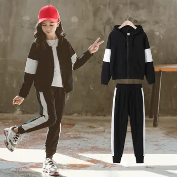 

2020 Autumn Sports Suit For Children Girls Long Sleeve Hoodie Pants Teen Girls Clothing Sets Kids School Costum Teenage Clothes